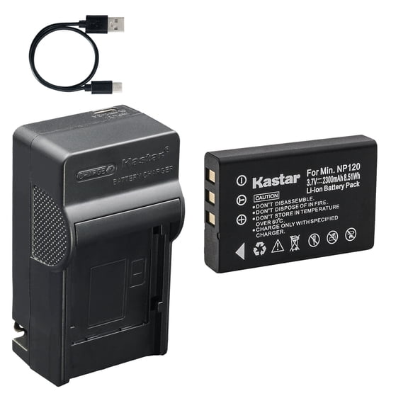 Kastar 1-Pack Battery and AC & USB-C Charger, Compatible with NP-120 PX1657 D-LI7 DB-43 BP-1500S, Fujifilm FinePix F10 F11 M603, Toshiba H30 X100, Pentax Optio, Ricoh Caplio, Ordro HDV, Zohulu 4K