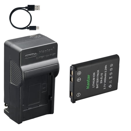 Kastar 1-Pack Battery and AC & USB-C Charger, Compatible with Nikon EN-EL10 and Nikon Coolpix S60 S80 S200 S210 S220 S230 S500 S510 S520 S570 S600 S700 S3000 S4000 S5100 Digital Cameras