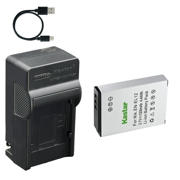 Kastar 1-Pack Battery and AC & USB-C Charger, Compatible with Nikon EN-EL12 ENEL12 and MH-65 MH-65P Charger for Nikon Coolpix A900 A1000 B600 W300 AW130 P330 P340 S9900 KeyMission 170 360
