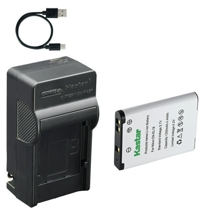 Kastar 1-Pack Battery and AC & USB-C Charger, Compatible with Nikon EN-EL19 Sony NP-BJ1 and Nikon Coolpix A100 A300 S32 S33 S3700 S5200 S5300 S6500 S7000 W100 W150 and Sony DSC-RX0 Digital Cameras
