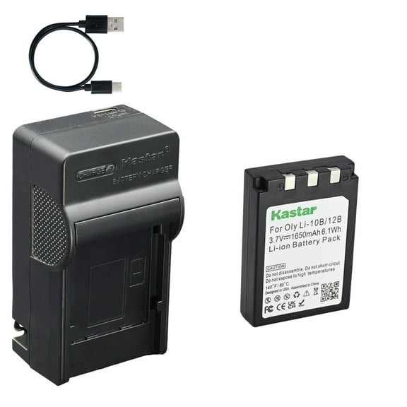 Kastar 1-Pack Battery and AC USB-C Charger, Compatible with Olympus Li-10B, Li-12B, Sanyo DB-L10, Stylus 300 400 500 600 800 810 1000, Camedia C-50 C-60 C-70 C-760 C-770, X-1 X-2 X-3, FE-200 Cameras