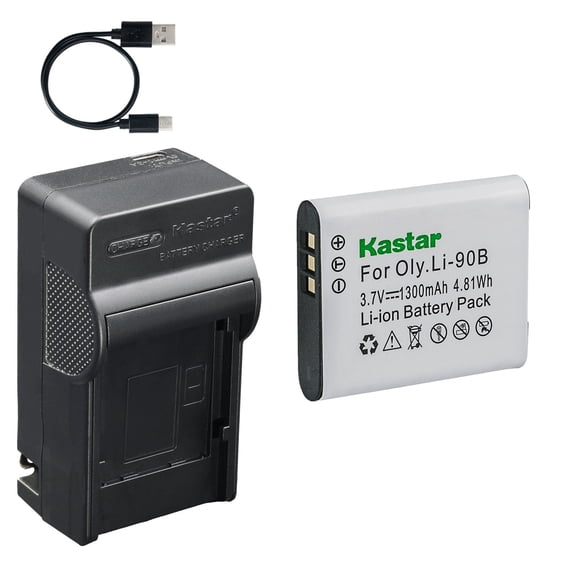 Kastar 1-Pack Battery and AC & USB-C Charger, Compatible with Olympus Li-90B Li-92B TG-1 TG-2 TG-3 TG-4 TG-5 SH-1 SH-2 SH-3 XZ-2 and Ricoh DB-110 GR III GR IIIx WG-6 G900 THETA S SC V