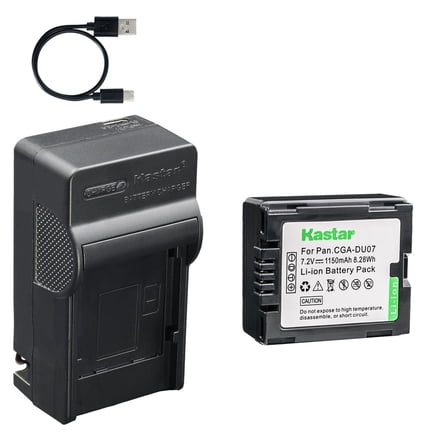 Kastar 1-Pack Battery and AC & USB-C Charger, Compatible with Panasonic CGA-DU06 DU07 NV-GS35 GS50 GS80 GS150 GS180 GS300 GS400 GS500, Hitachi DZ-BP7 DZ-GX20 GX25M HS300 HS303 HS500 HS903 Camcorders