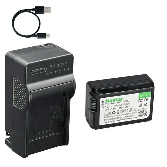 Kastar 1-Pack Battery and AC & USB-C Charger, Compatible with Sony Alpha A6000 A6400 A6500 A7 A7II A7R A7S A5100 A5000 RX10 RX10II RX10III RX10IV NEX-5 NEX-6 NEX-7 ZV-E10 Pixii A1571 A2572+ Cameras