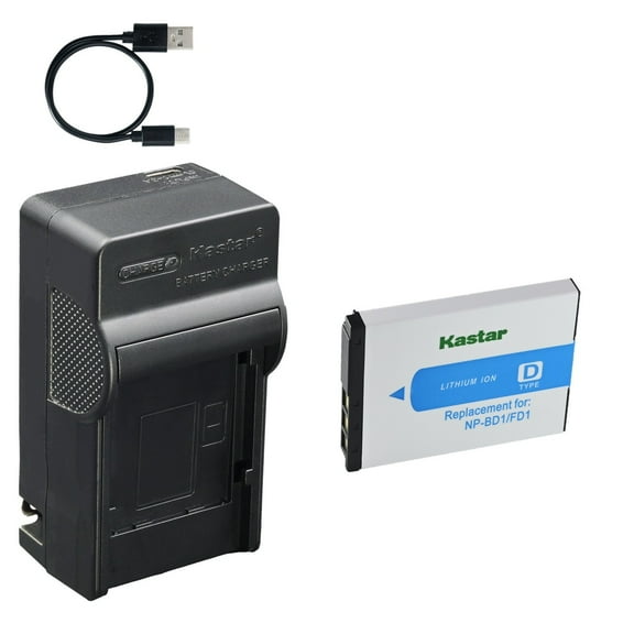 Kastar 1-Pack Battery and AC & USB-C Charger, Compatible with Sony NP-BD1 NP-FD1 D Type Battery and Sony Cyber-shot DSC-T70 T77 T90 T200 T300 T500 T700 T900 TX1 G3 Digital Cameras