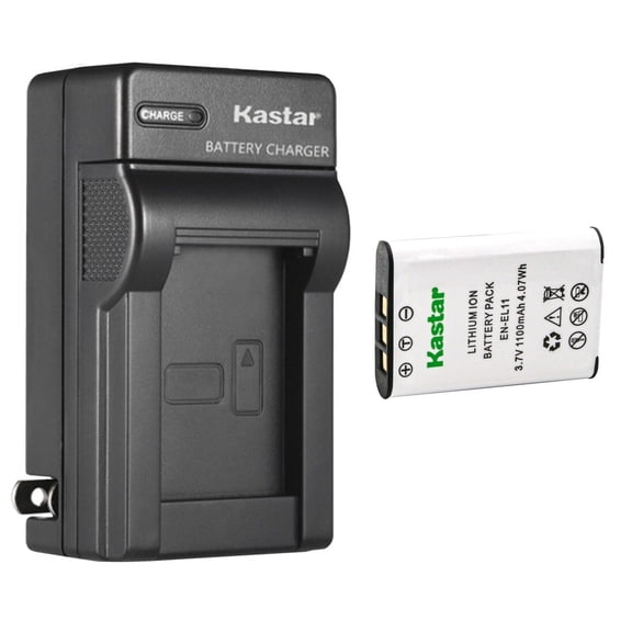 Kastar 1-Pack Battery and AC Wall Charger Replacement for Nikon EN-EL11 Battery, MH-64 Charger, Nikon Coolpix S550, S560 Camera, Olympus Li-60B Battery, Li-60C Charger, Olympus Camedia FE-370 Camera