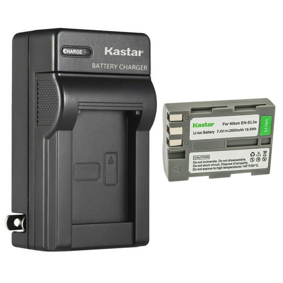 Kastar 1-Pack Battery and AC Wall Charger Replacement for Nikon EN-EL3e, EN-EL3a Battery, MH-18, MH-18a, MH-19 Charger, D100, D200, D300, D50, D70, D700, D80, D90 Camera, MB-D10, MB-D80 Battery Grip