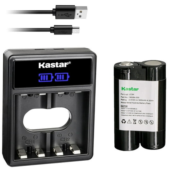 Kastar 1-Pack Battery and Dual Charger Compatible with Logitech 190264-0000, L-LC3 H-AA, L-LC3H-AA Battery, Logitech LX 700 LX700 Cordless Desktop Mouse, URC-LX700, M-BAK89B, RNH-006-1.8, 967418-0403