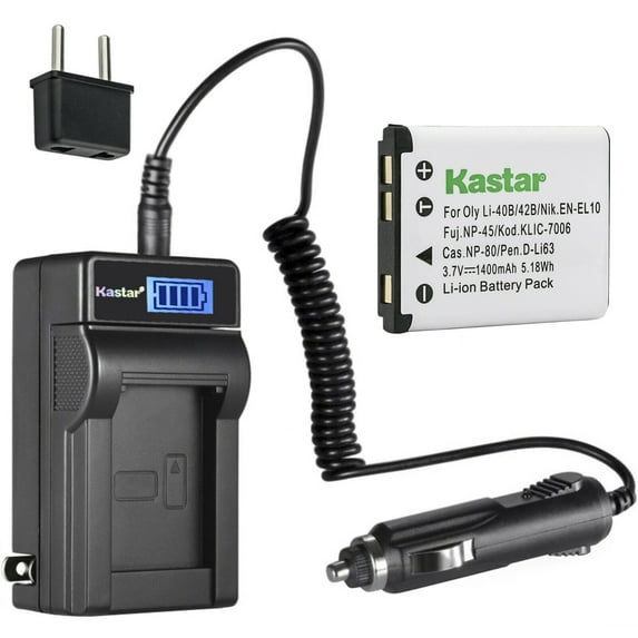 Kastar 1-Pack Battery and LCD AC Charger Compatible with GE E1045W, E1055W, E1255W, E1276W, E1410SW, E1450W, E1480W, E1486TW, E1680W, G3WP, G5WP, J1050, J1250, J1455, J1456W, Q1455 Cameras