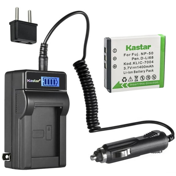 Kastar 1-Pack Battery and LCD AC Charger Compatible with Pentax D-LI68 D-LI122, Optio A36, Optio A40, Optio S10, Optio S12, Optio VS20, Optio Q, Optio Q7, Optio Q10, Optio Q-S1, Optio V10, WG-M2