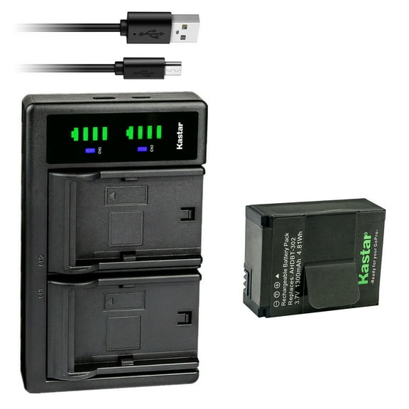 Kastar 1-Pack Battery and LTD2 Charger Replacement for GoPro AHDBT-201, AHDBT-301, AHDBT-302, GoPro HD HERO3 White Edition, GoPro HD HERO3 Silver Edition, GoPro HD HERO3 Black Edition, Gopro 3 Gopro3