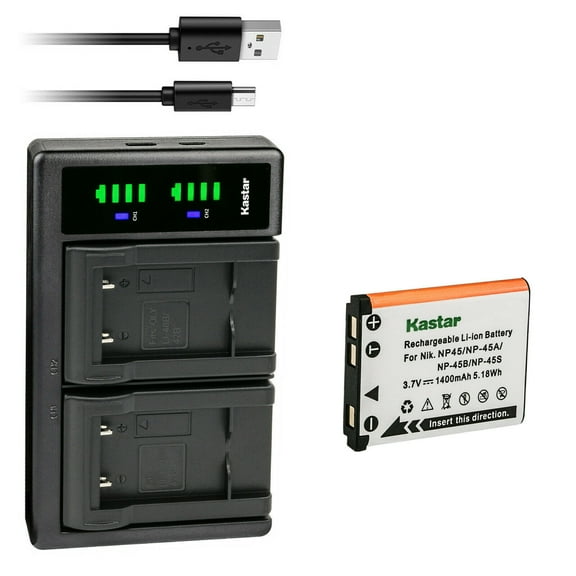 Kastar 1-Pack Battery and LTD2 USB Charger Compatible with Fujifilm NP45 NP-45A NP-45B NP-45S Fujifilm FinePix JX580 FinePix JX590 FinePix JX600 FinePix JX650 FinePix JX660 FinePix JX680 FinePix JX690