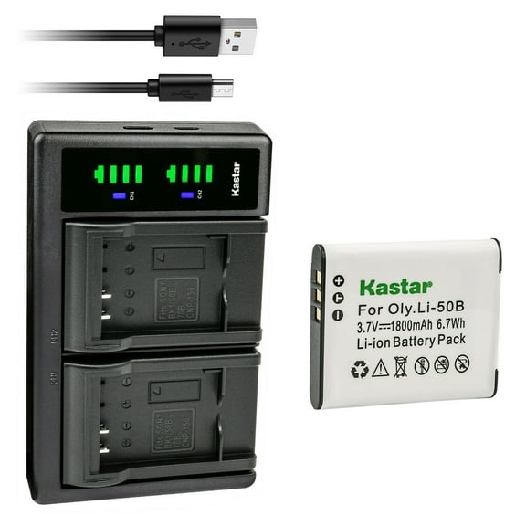 Kastar 1-Pack Battery and LTD2 USB Charger Compatible with Olympus Li-50B Panasonic VW-VBX090 Pentax D-Li92 Battery, Olympus Li-50C Panasonic VW-VBX090 Pentax D-BC92 Charger