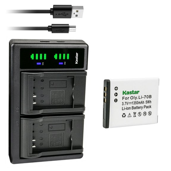 Kastar 1-Pack Battery and LTD2 USB Charger Compatible with Olympus Li-70B Li70B Battery, Olympus Li-70C Li70C Charger, Olympus D-700, D-705, D-710, D-715, D-745, FE-4020, FE-4040, FE-5040 Camera