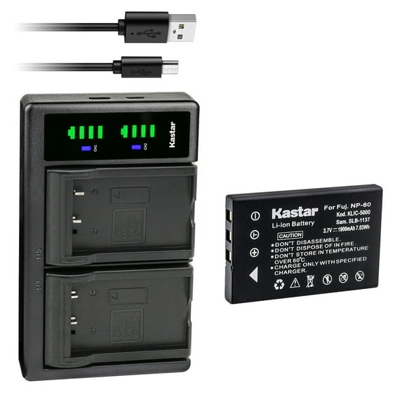 Kastar 1-Pack Battery and LTD2 USB Charger Replacement for FinePix M603, FinePix M603 Zoom, FinePix MX, DC-T50, Gwen, PhotoSmart R07, PhotoSmart R507, PhotoSmart R607, PhotoSmart R607 BMW