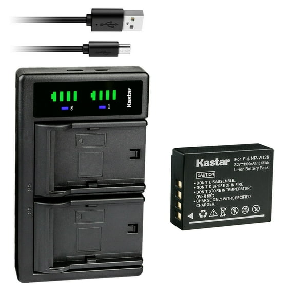 Kastar 1-Pack Battery and LTD2 USB Charger Replacement for Fujifilm NP-W126, NP-W126s Battery, Fujifilm BC-W126 Charger, Fujifilm X-H1, X100F, X100V, X-PRO1, X-PRO2, X-S10, X-T30, X-T100 Cameras