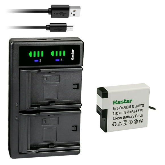 Kastar 1-Pack Battery and LTD2 USB Charger Replacement for Gopro Hero 6 HD Black, HERO6 Silver, Hero 6 HD Silver, Hero 7 Action Camera, HERO7 Black, Hero 7 HD Black, HERO7 Silver, Hero 7 HD Silver