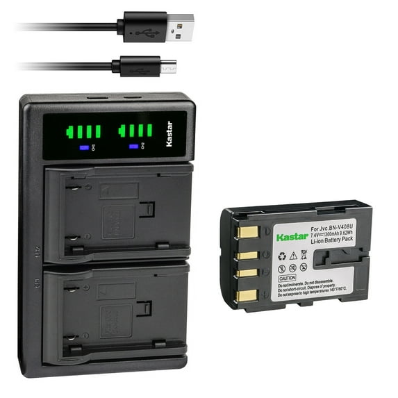 Kastar 1-Pack Battery and LTD2 USB Charger Replacement for JVC BN-V408 BN-V408U BN-V408US BN-V416 BN-V416U BN-V416US BN-V428 BN-V428U BN-V428US BN-V438 BN-V438U BN-V438US BN-V856 BN-V856U BN-V856US