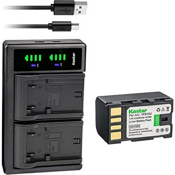 Kastar 1-Pack Battery and LTD2 USB Charger Replacement for JVC GZ-MG555EX GZ-MG555US GZ-MG575 GZ-MG575AC GZ-MG575B GZ-MG575EK GZ-MG575EX GZ-MG575S GZ-MG575US GZ-MG610S GZ-MG610SEU GZ-MG630