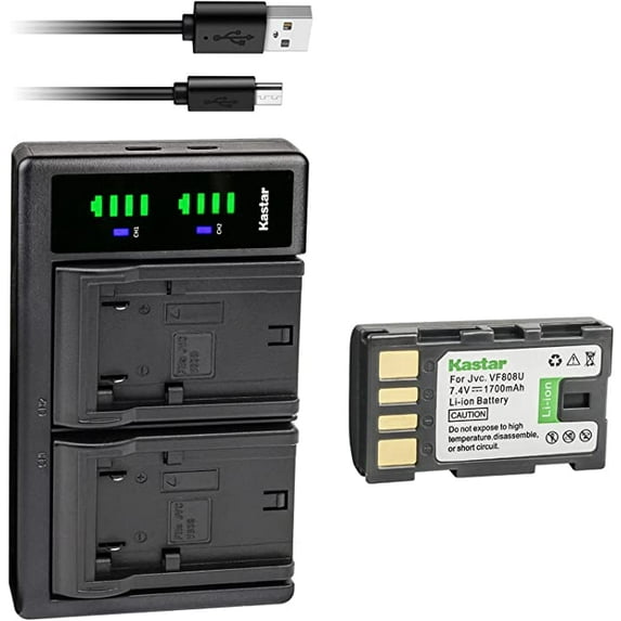 Kastar 1-Pack Battery and LTD2 USB Charger Replacement for JVC GZ-MG680 GZ-MG680B GZ-MG680BUS GZ-MG680US GZ-MG730 GZ-MG730AC GZ-MG730BUS GZ-MG730US GZ-MG740 GZ-MG830 GZ-MG830AC GZ-MG840 GZ-MG840A
