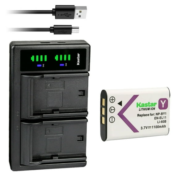 Kastar 1-Pack Battery and LTD2 USB Charger Replacement for Olympus Li-60B Li60B Battery, Olympus Li-60C Li60C Charger, OLYMPUS CAMEDIA FE-370 FE370 Digital Camera