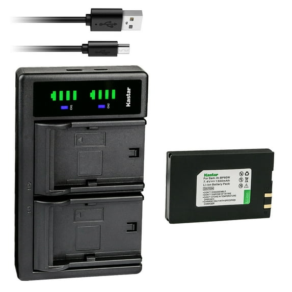Kastar 1-Pack Battery and LTD2 USB Charger Replacement for Samsung IA-BP80W, IA-BP80WA, Samsung VP-DX100, VP-DX100H, VP-DX100i, VP-DX102, VP-DX103, VP-DX104, VP-DX105, VP-DX200, VP-DX205, VP-DX2050