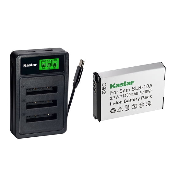 Kastar 1-Pack Battery with LZD3 Triple Charger Compatible with Samsung SLB-10A JVC BN-VH105 SeaLife SLB10A Toshiba PA5081 BenQ DLI-301 Zoom BT-02, Samsung WB700 WB800F WB850F, JVC GC-XA2, Zoom Q4 Q4n