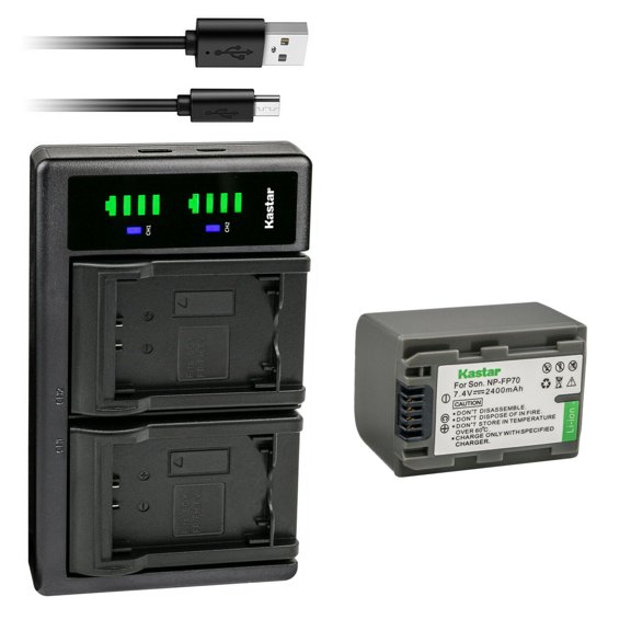 Kastar 1-Pack Battery NP-FP70/FP71 and LTD2 USB Charger Compatible with Sony DCR-SR30 DCR-SR40 DCR-SR50 DCR-SR60 DCR-SR70 DCR-SR80 DCR-SR90 DCR-SR100 HDR-HC3 HDR-HC3E DCR-DVD103 DCR-DVD105 Camera