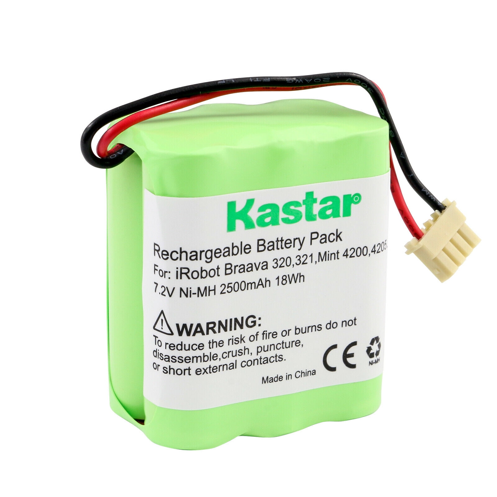 Kastar 1-Pack Battery Ni-MH 7.2V 2500mAh, Replacement for iRobot Braava 320, Braava 321, Mint 4200, Mint 4205, 4408927, Automatic Floor Cleaner 4000, Plus 5000, GPRHC152M073, Dirt Devil EVO M678