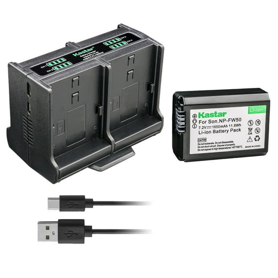 Kastar 1-Pack Battery and Quadruple Charger Compatible with Sony NP-FW50, W Series Battery, NEX/EVF Models Battery, Sony BC-VW1, BC-TRW Charger, Sony VG-C1EM, VG-C2EM Grip
