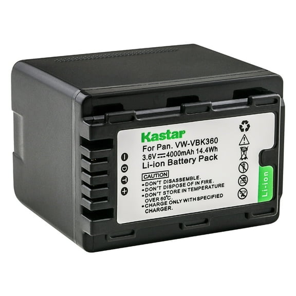 Kastar 1-Pack Battery VW-VBK360 Replacement for Panasonic HC-V10K, HC-V10M, HC-V100, HC-V100K, HC-V100EG-K, HC-V100EG-W, HC-V100K, HC-V100M, HC-V300M, HC-V500, HC-V500GK, HC-V500K, HC-V500M Camera