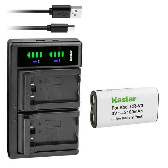 Kastar 1-Pack CR-V3 Battery and LTD2 USB Charger Replacement for Kodak EasyShare DX4530, DX4900, DX6340, DX6440, CD33, Z650 ZOOM, Z663 ZOOM, Z700, Z710, Z740, Z885, Z1275 Digital Camera