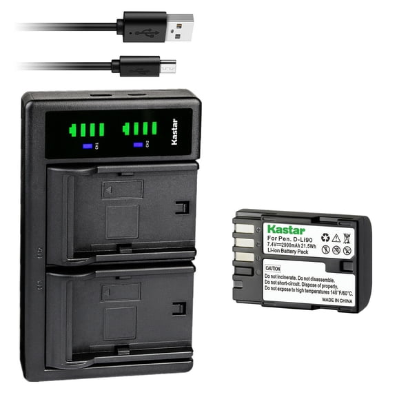Kastar 1-Pack D-Li90 Battery and LTD2 USB Charger Replacement for Pentax D-Li90, DLI90, DL190 Battery, Pentax D-BC90, K-BC90, Pentax 39830, 39835 Charger, Pentax 645D, K01, K1, K3 II, K5 II, K7 II