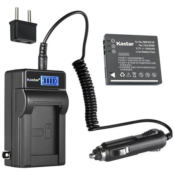 Kastar 1-Pack DMW-BCE10 Battery and LCD AC Charger Compatible with Panasonic CGA-S008 CGA-S008A CGA-S008E, SDR-SW20R, SDR-SW20S, SDR-SW21, SDR-SW21D, SDR-SW21G, SDR-SW21S, SDR-SW28 SV-ME70 SV-ME75-W