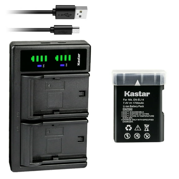 Kastar 1-Pack EN-EL14 Battery and LTD2 USB Charger Replacement for Nikon EN-EL14, EN-EL14a, EN-EL14b Battery, Nikon MH-24, MH-24a Charger, Nikon D5100 DSLR Camera, D5200 DSLR Camera, D5300 DSLR Camera