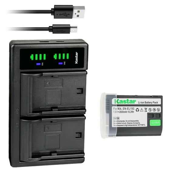 Kastar 1-Pack EN-EL15c Battery and LTD2 USB Charger Replacement for Nikon EN-EL15c ENEL15C Battery, MH-25 Charger, Nikon Zf Mirrorless, Nikon Z 5 Z6 II Z7 II, Z5 Z6II Z7II, Z 8 Z8 Mirrorless Camera