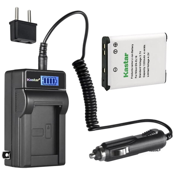 Kastar 1-Pack EN-EL19 Battery and LCD AC Charger Compatible with Nikon Coolpix S2550, Coolpix S2600, Coolpix S2700, Coolpix S2750, Coolpix S2800, Coolpix S3100, Coolpix S3200, Coolpix S3300 Cameras
