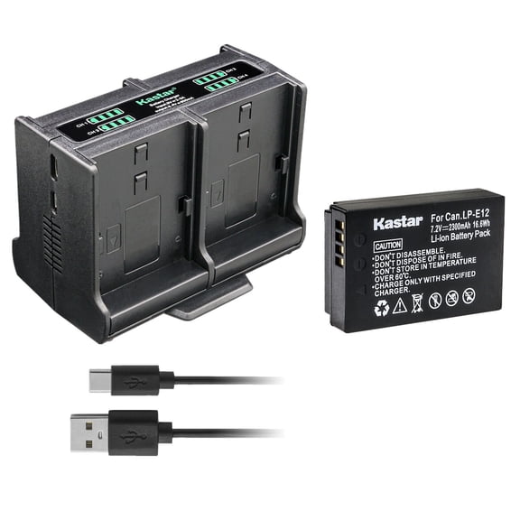 Kastar 1-Pack LP-E12 Battery and Quadruple Charger Compatible with Canon EOS 100D, EOS M, EOS M2, EOS M10, EOS M50, EOS M50 Mark II, EOS M100, EOS M200, EOS Rebel SL1, PowerShot SX70 HS Camera