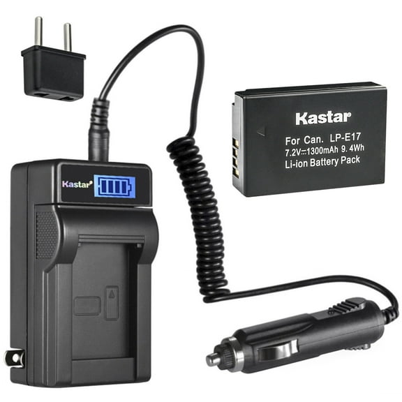 Kastar 1-Pack LP-E17 Battery and LCD AC Charger Compatible with Canon LP-E17 LPE17 9967B02 LC-E17 LC-E17E, Canon EOS 77D, EOS 750D, EOS 760D, EOS 800D, EOS 8000D, EOS RP Mirrorless Digital Cameras