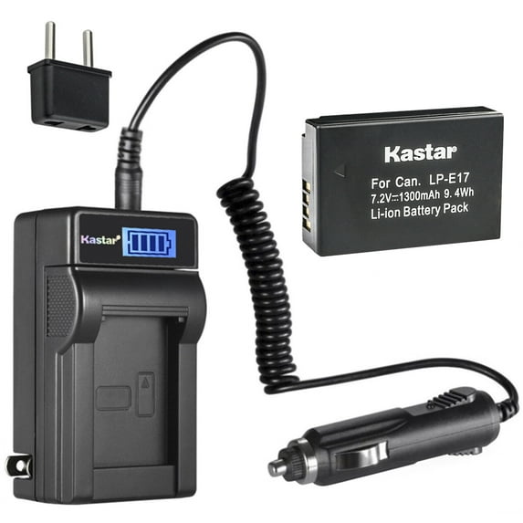 Kastar 1-Pack LP-E17 Battery and LCD AC Charger Compatible with Canon LP-E17 LPE17 9967B02 LC-E17 LC-E17E, Canon EOS 77D, EOS 750D, EOS 760D, EOS 800D, EOS 8000D, EOS RP Mirrorless Digital Cameras