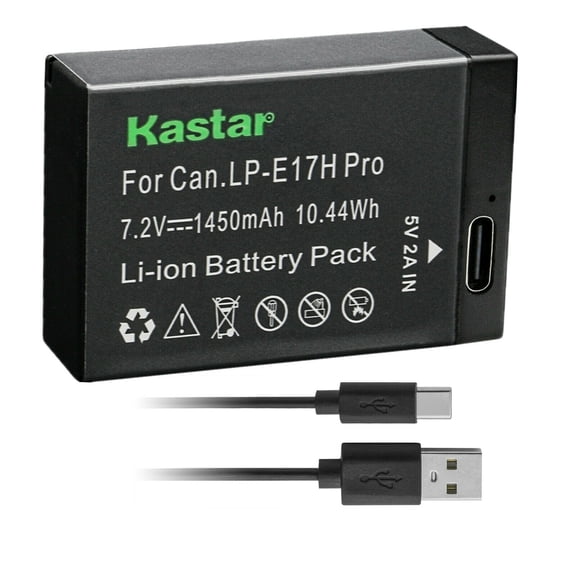 Kastar 1-Pack LP-E17H Pro Battery W/ Type-C Cable Compatible with Canon LP-E17 LP-E17H, 9967B02 Battery, Canon EOS 750D, EOS 760D, EOS 800D, EOS 850D, EOS 8000D, EOS RP, EOS R10 Mirrorless Camera