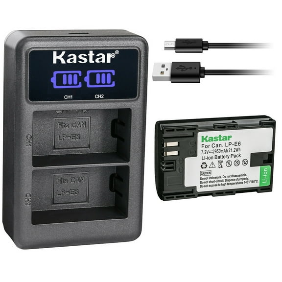 Kastar 1-Pack LP-E6 Battery and LED2 USB Charger Compatible with Z CAM E2C Professional 4K Cinema Camera, Marshall On-Camera HDMI Monitor, IKAN On-Camera HDMI Monitor