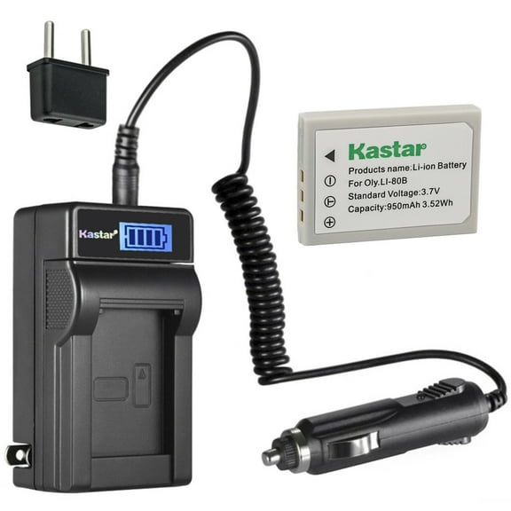 Kastar 1-Pack Li-80B Battery and LCD AC Charger Compatible with MINOX DC 4211, DC 5222, DC 6311, PRAKTICA Luxmedia 7103, PREMIER DM-6331, DM-5331, DS-4330, DS-4331, DS-4341, DS-4346 Cameras