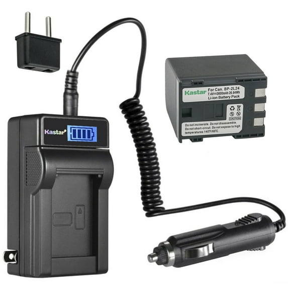 Kastar 1-Pack NB-2L24 BP-2L24 Battery and LCD AC Charger Compatible with Canon MVX300, MVX300i, MVX330i, MVX350i, iVIS DC301, iVIS DC310, iVIS DC320, iVIS DC330, iVIS DC410, iVIS DC420, Elura 40 MC