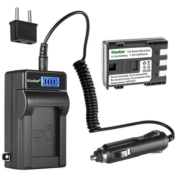 Kastar 1-Pack NB-2LH Battery and LCD AC Charger Compatible with Canon ZR800, ZR830, ZR850, ZR900, ZR930, ZR950, ZR960, MD100, MD101, MD110, MD111, MD120, MD130, MD140, MD150, MD160, MD205 Cameras