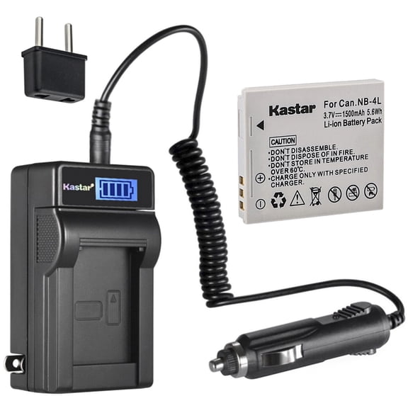 Kastar 1-Pack NB-4L Battery and LCD AC Charger Compatible with Canon PowerShot ELPH 330 HS, VIXIA mini, IXY Digital 10, IXY Digital 40, IXY Digital 45, IXY Digital 50, IXY Digital 55, IXY Digital 60