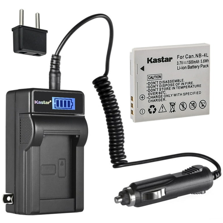 Kastar 1-Pack NB-4L Battery and LCD AC Charger Compatible with