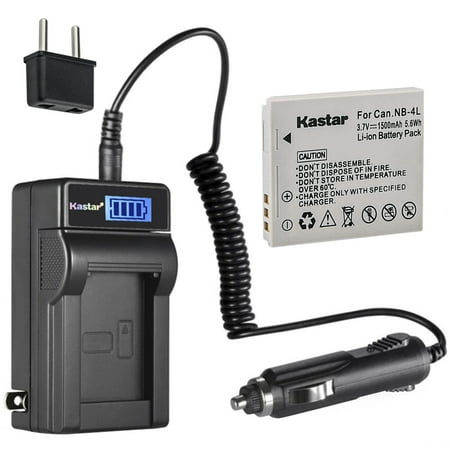 Kastar 1-Pack NB4L Battery and LCD AC Charger Compatible with Canon PowerShot SD30, PowerShot SD40, PowerShot SD200, PowerShot SD300, PowerShot SD400, PowerShot SD430, PowerShot SD450, PowerShot SD600