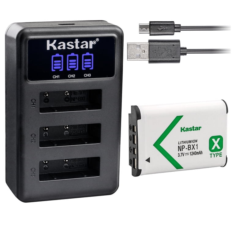 Kastar 1 Pack NP-BX1 Battery and LCD Triple USB Charger Compatible