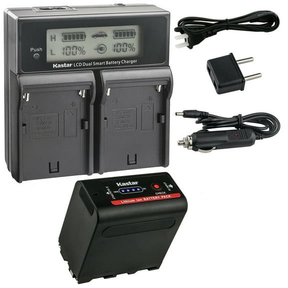 Kastar 1-Pack NP-F980EXP Battery and CH04 Dual Fast Charger Compatible with Feelword A737 FW278S FW279 FW279S FW450 FW568 FW703 FW759 FW760 FW1018V1 FW1018SPV1 F5 PRO F5 PRO V2 F5 Pro V3 S55 Monitor